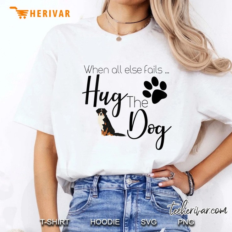 Bernese Mountain Dog Drawing Funny Saying Love My Dog Hug Ladies Tee