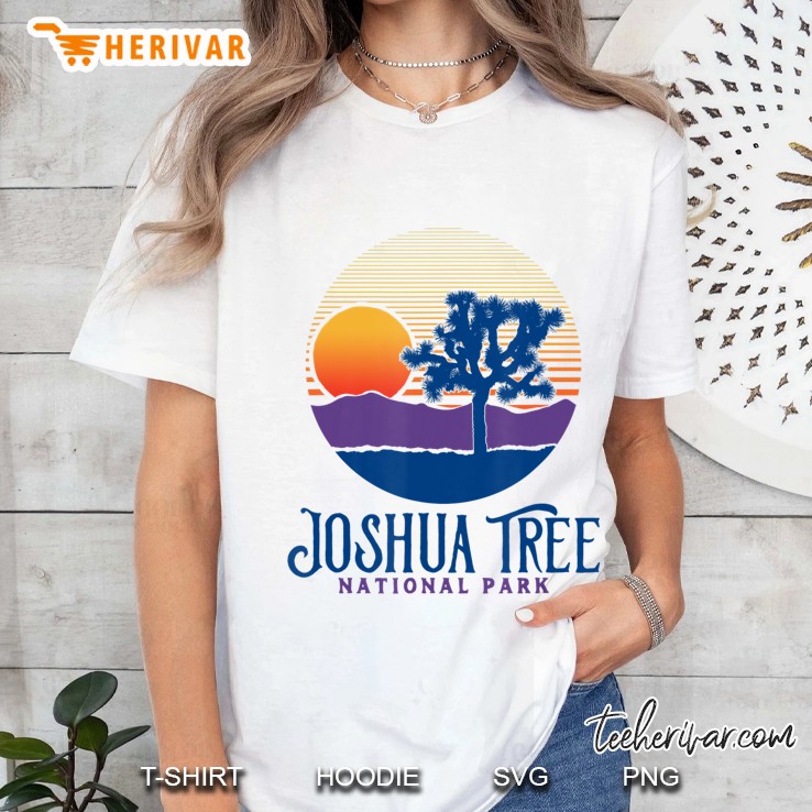 Joshua Tree National Park Vintage Artistic Sunset Mountains Ladies Tee