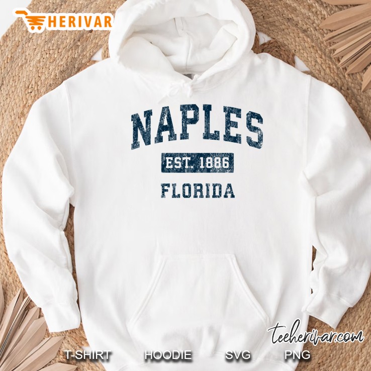 Naples Florida Fl Vintage Sports Design Navy Print Pullover Hoodie