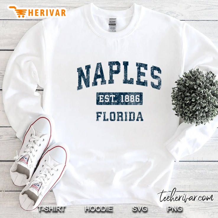 Naples Florida Fl Vintage Sports Design Navy Print Pullover Sweatshirt