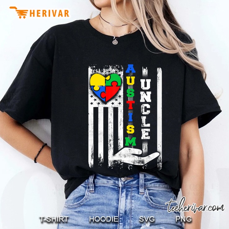 Autism Uncle Shirt Us Flag Ladies Tee