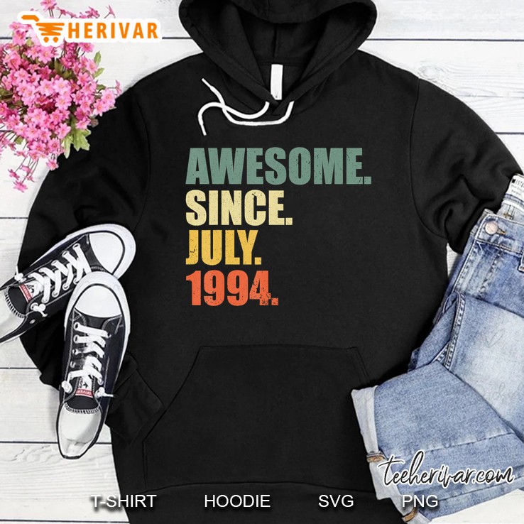 Awesome Since July 1994 Vintage 25Th Birthday Gift Hoodie