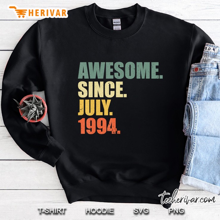Awesome Since July 1994 Vintage 25Th Birthday Gift Sweatshirt