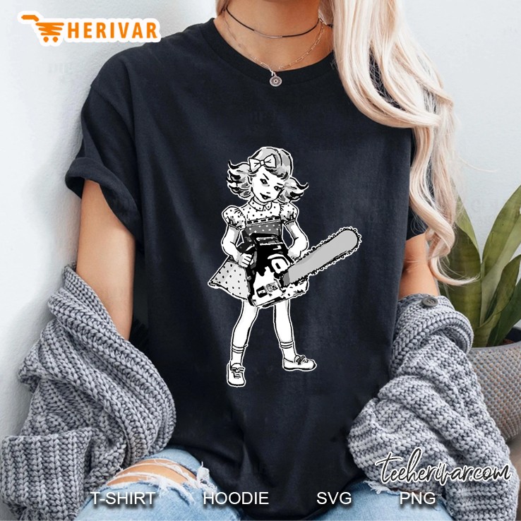 Chainsaw Girl Punk Goth Horror Fan Ladies Tee