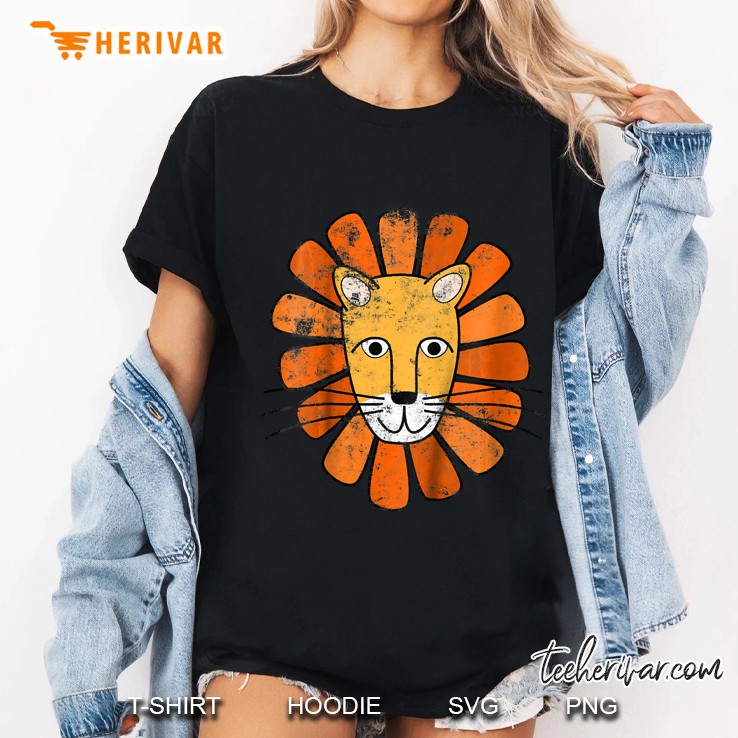 Kids Lion Face . Boys Girls Cartoon Lion Tee Ladies Tee