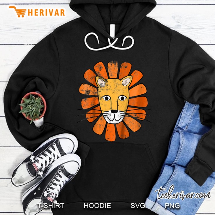 Kids Lion Face . Boys Girls Cartoon Lion Tee Hoodie