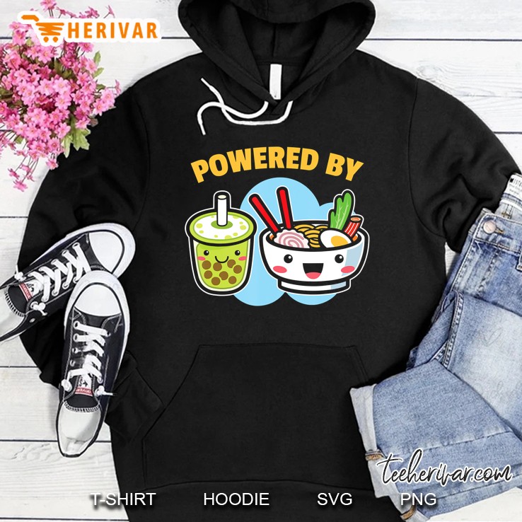 Powered By Bubble Tea Ramen Drink Lover Cute Kawaii Boba Hoodie