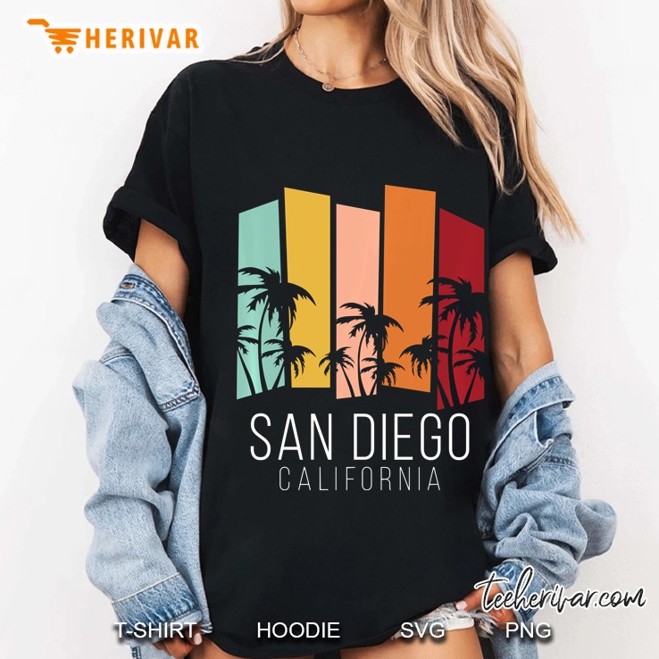 San Diego Retro California Surf Beach Sd La Jolla Oceanside Pullover Ladies Tee