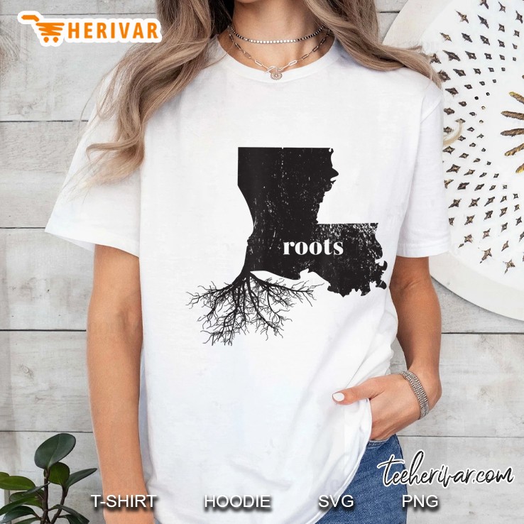 Louisiana Roots State Map Shirt Home Love Pride Gift Tshirt Ladies Tee