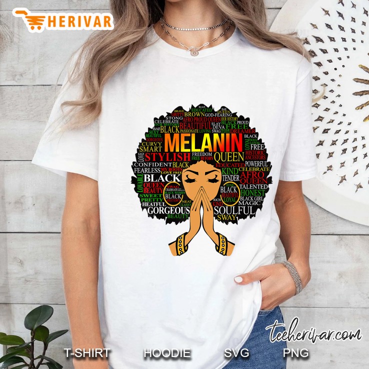 Melanin Words Art Afro Natural Hair Black Queen Gift Hoodie