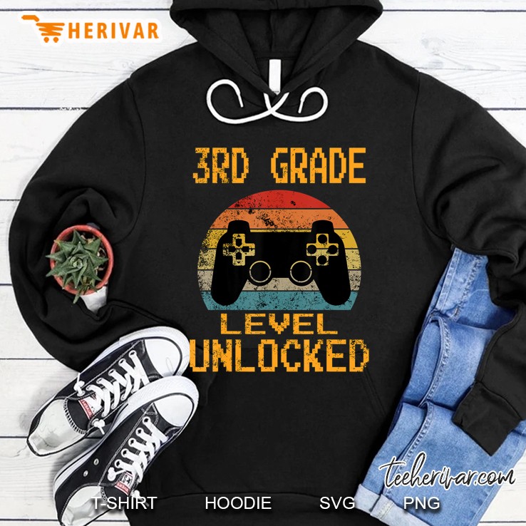3Rd Grade Level Unlocked Video Gamer Back To School Boys Hoodie