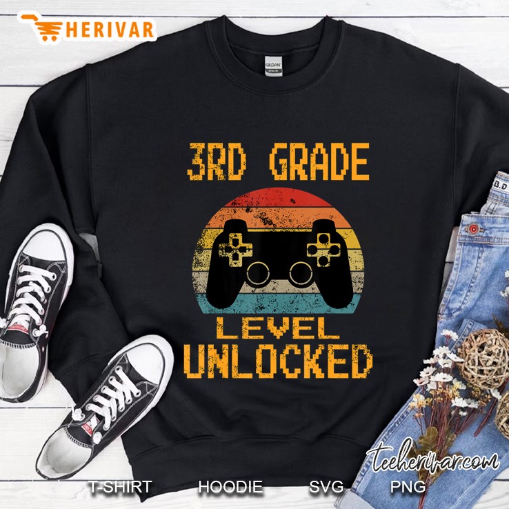 3Rd Grade Level Unlocked Video Gamer Back To School Boys Sweatshirt