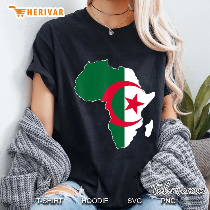 Algeria Flag Clipped Inside Africa Map Ladies Tee