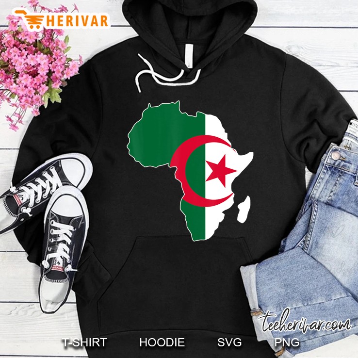 Algeria Flag Clipped Inside Africa Map Hoodie