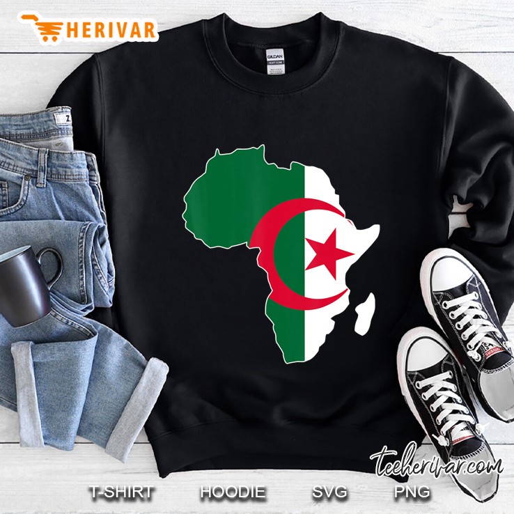 Algeria Flag Clipped Inside Africa Map Sweatshirt