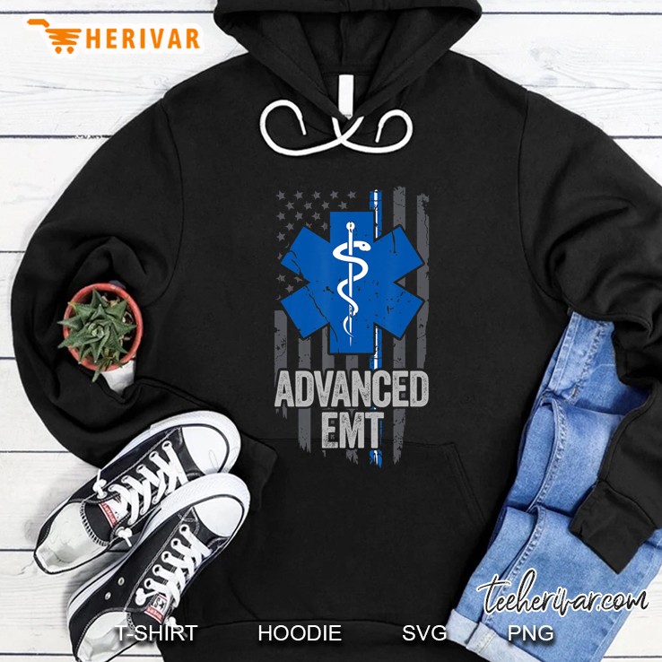American Flag Blue White Thin Line Advanced Emt Aemt Hoodie