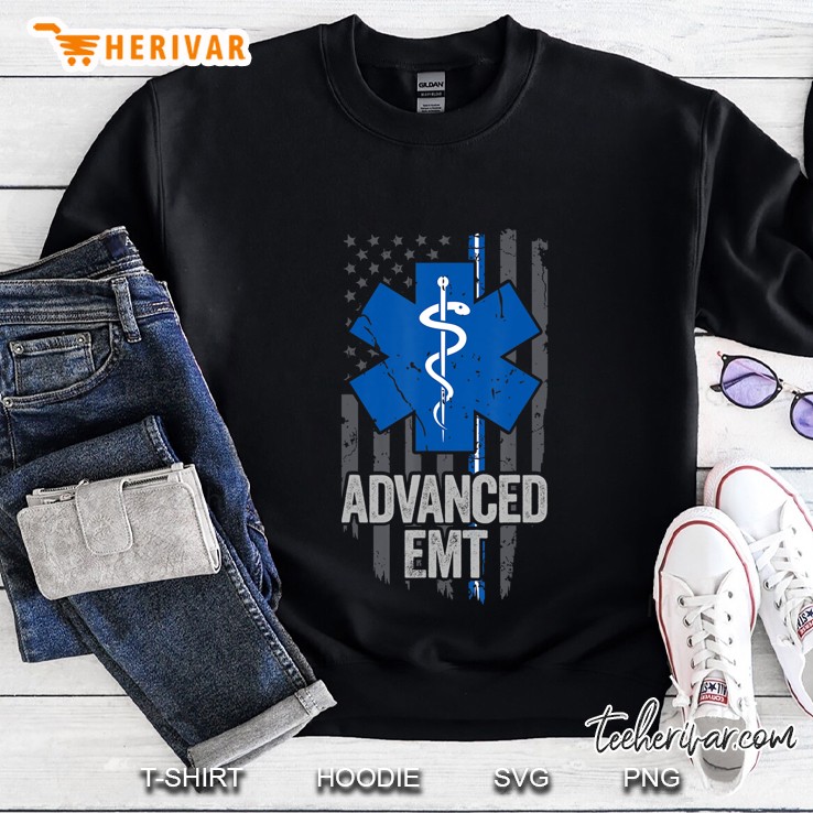 American Flag Blue White Thin Line Advanced Emt Aemt Sweatshirt