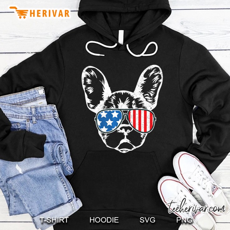 Boston Terrier American Flag Shirt Patriotic July 4Th Gift Hoodie