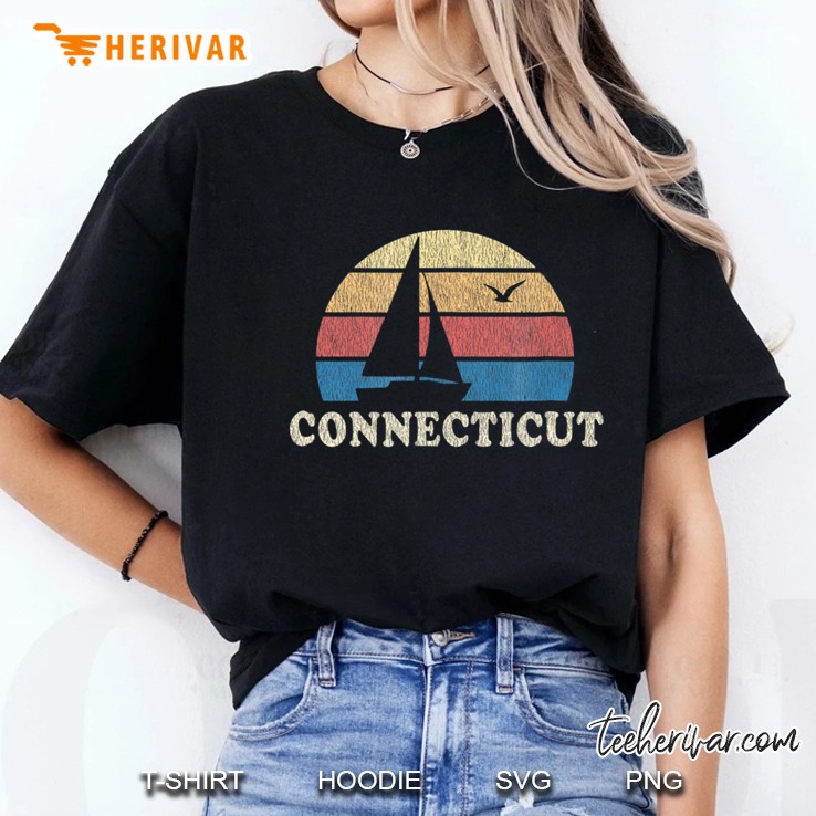 Connecticut Vintage Sailboat 70S Throwback Sunset Hoodie