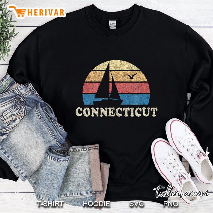 Connecticut Vintage Sailboat 70S Throwback Sunset Mugs