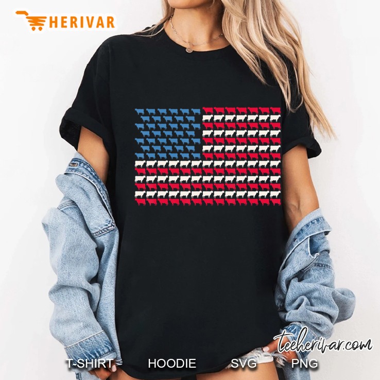 Cow American Flag Heifer Us 4Th Of July Farm Cattle Usa Gift Hoodie