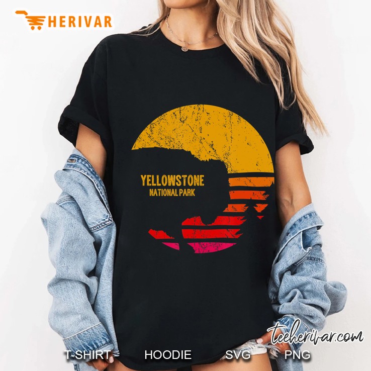 Vintage Yellowstone National Park Retro Bison Travel Gift Hoodie