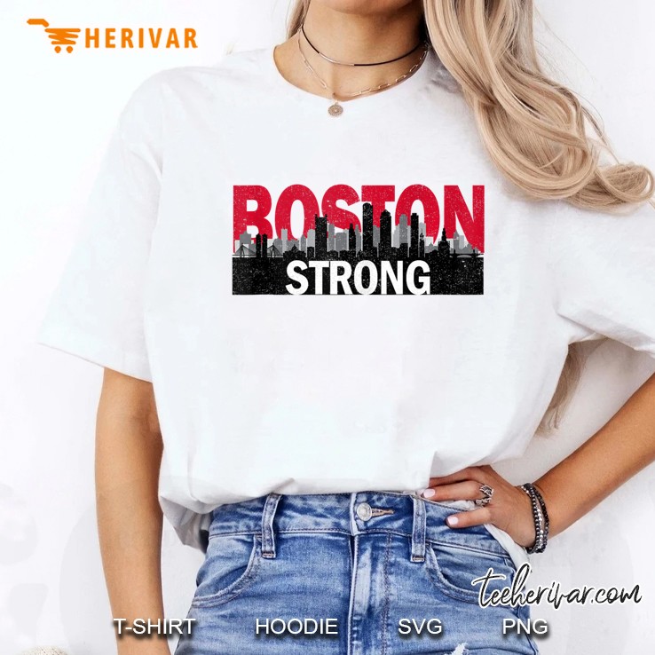 Boston Strong Logo Vintage Boston City Skyline Ladies Tee