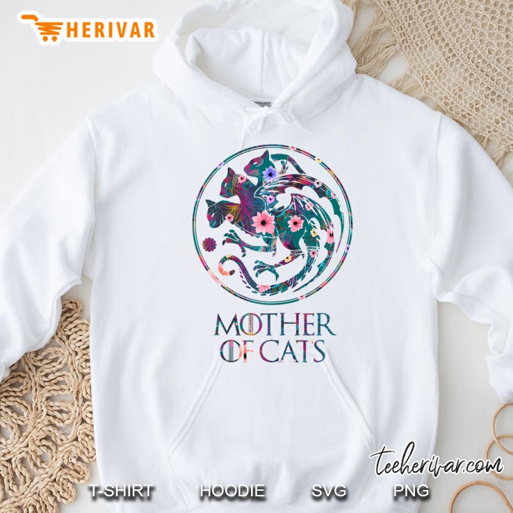 Mother Of Cats With Floral Art - Gift For Cat Lovers Hoodie