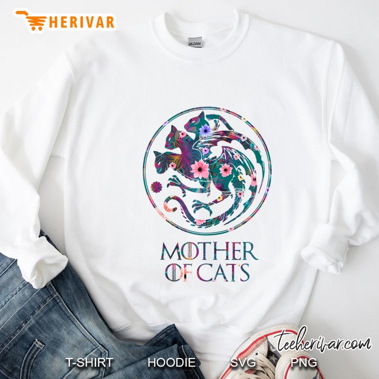 Mother Of Cats With Floral Art - Gift For Cat Lovers Sweatshirt