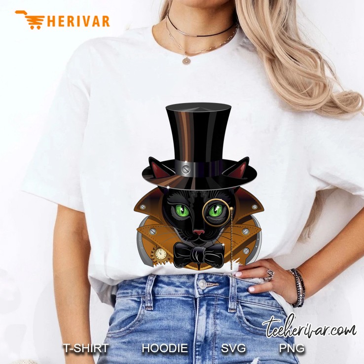 Steampunk Black Cat Ladies Tee