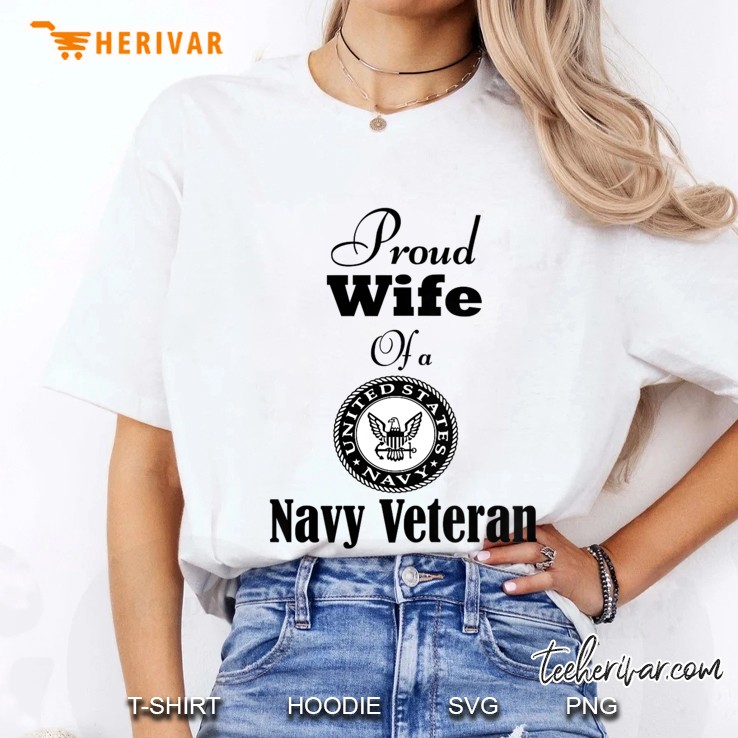 Womens Proud Wife Of A Navy Veteran Shirts Premium Ladies Tee