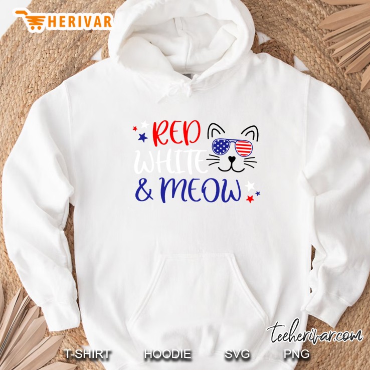 Red White & Meow American Flag Glasses Hoodie