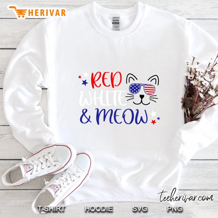 Red White & Meow American Flag Glasses Sweatshirt