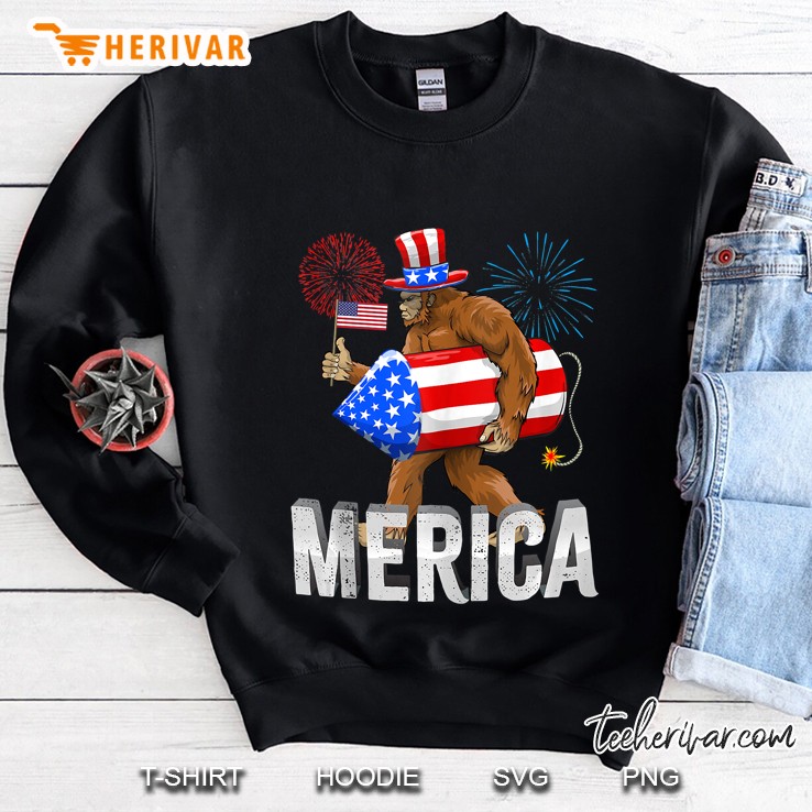 4Th Of July, Merica, Bigfoot, American Flag, Sasquatch Sweatshirt