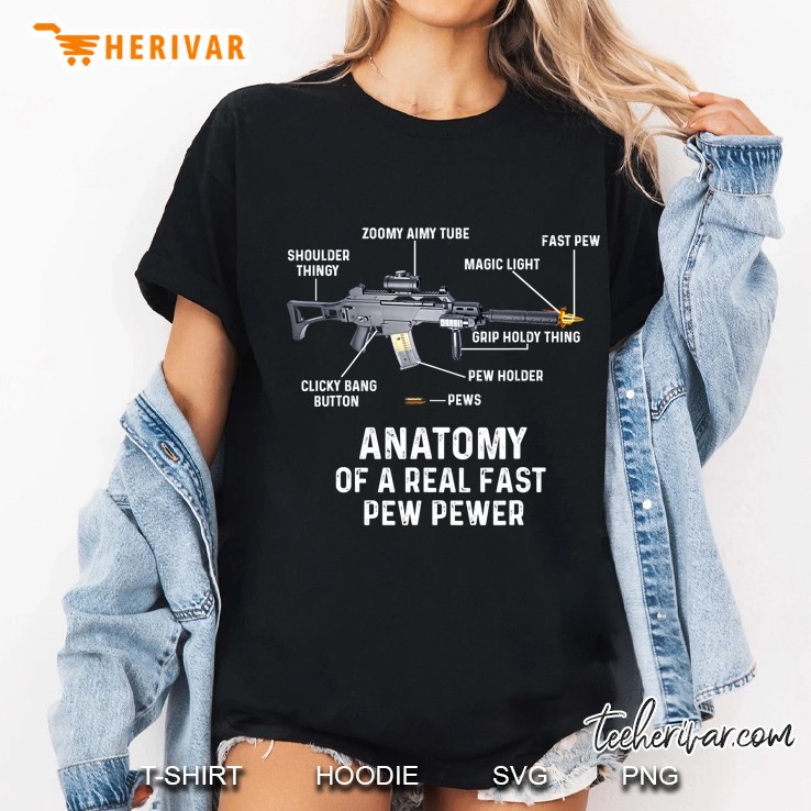 Anatomy Of A Real Fast Pew Pewer Rifle Gun Lovers Ladies Tee