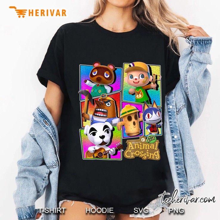 Animal Crossing Colorful Panels Villagers Graphic Ladies Tee