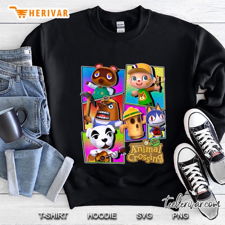 Animal Crossing Colorful Panels Villagers Graphic Sweatshirt