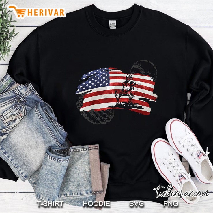 Baseball Softball Catcher Usa American Flag Patriotic Lover Sweatshirt