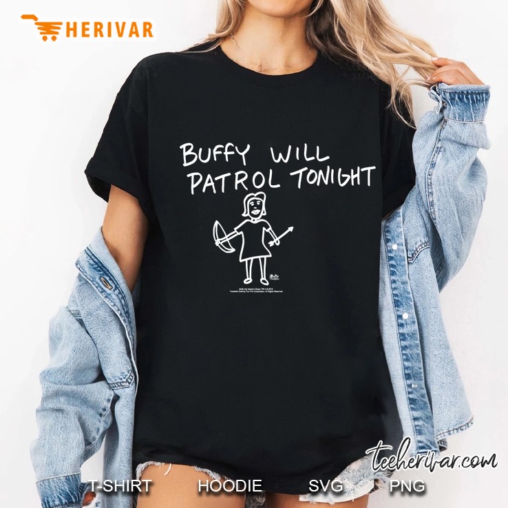 Buffy The Vampire Slayer Buffy Will Patrol Tonight Ladies Tee