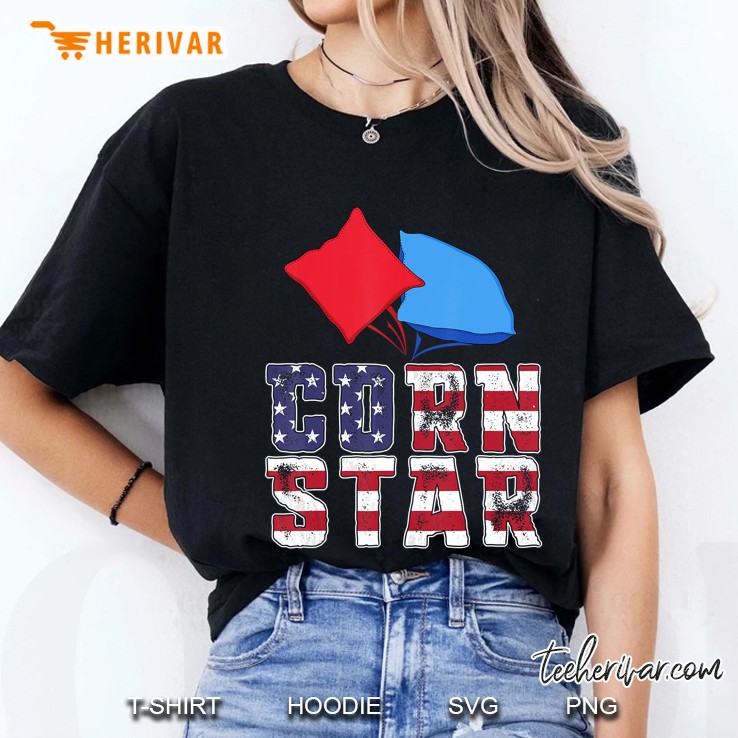 Corn Star Cornhole Tournament Usa American Flag Tailgate Ladies Tee
