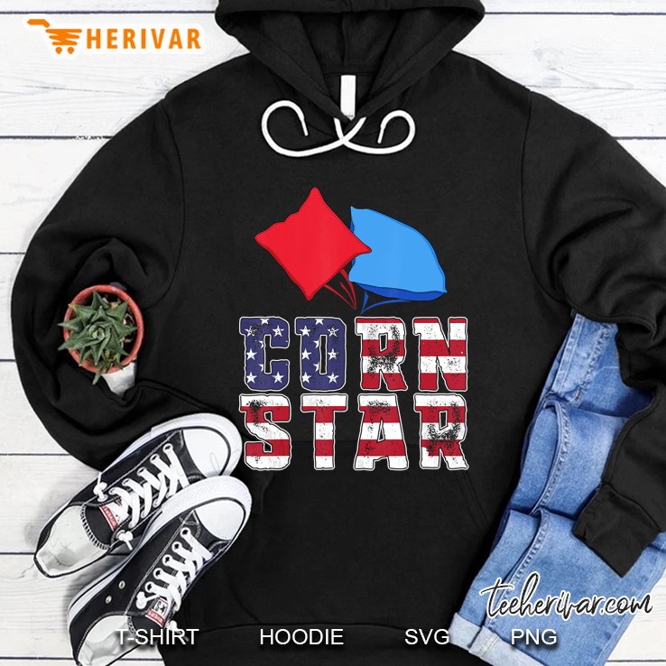 Corn Star Cornhole Tournament Usa American Flag Tailgate Hoodie