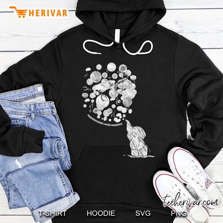 Elephant Zebra Balloons Neuroendocrine Cancer Awareness Hoodie