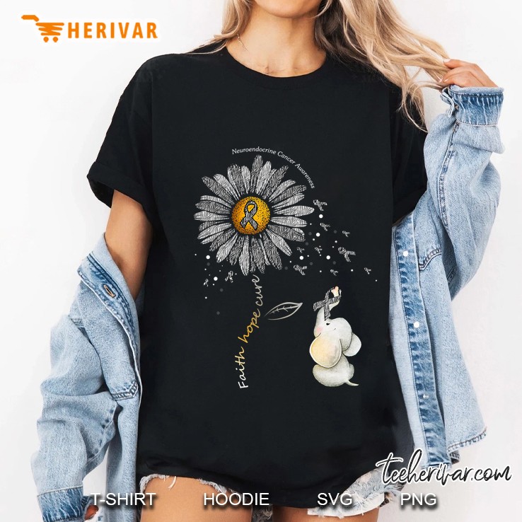 Faith Hope Cure Zebra Daisy Flower Neuroendocrine Cancer Ladies Tee