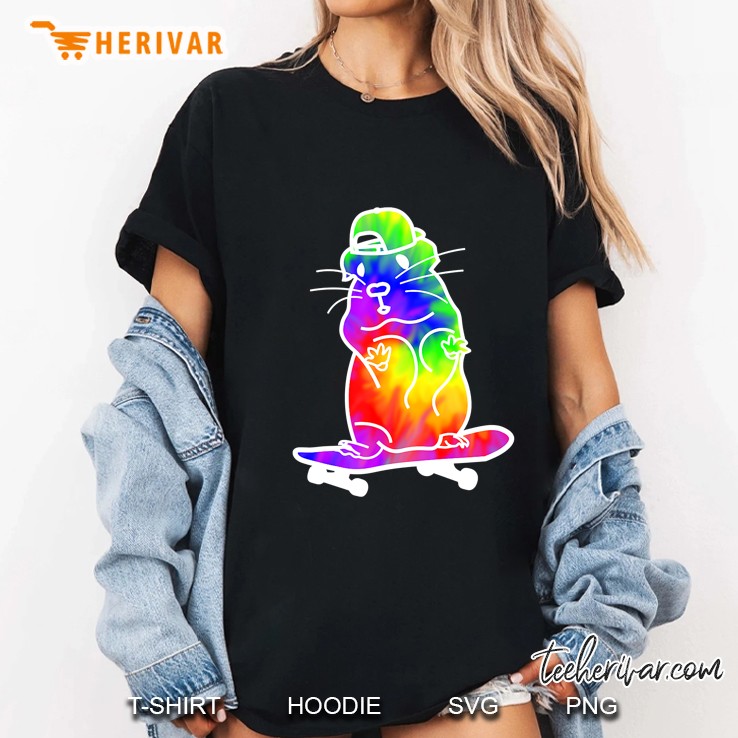 Tie-Dye Shirt Hamster Guinea Pig Animal Skateboarding Ladies Tee