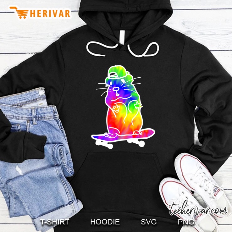 Tie-Dye Shirt Hamster Guinea Pig Animal Skateboarding Hoodie
