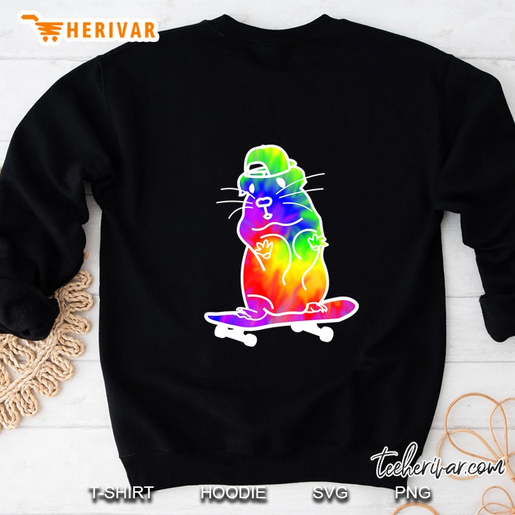 Tie-Dye Shirt Hamster Guinea Pig Animal Skateboarding Sweatshirt