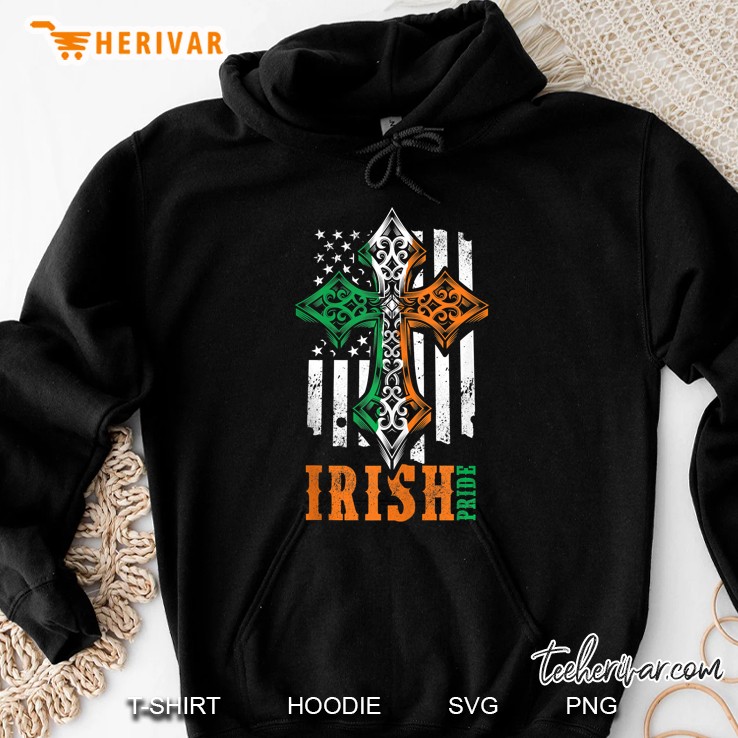 Irish American Flag Celtic Cross Hoodie
