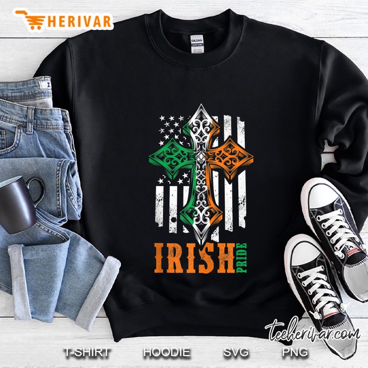 Irish American Flag Celtic Cross Sweatshirt