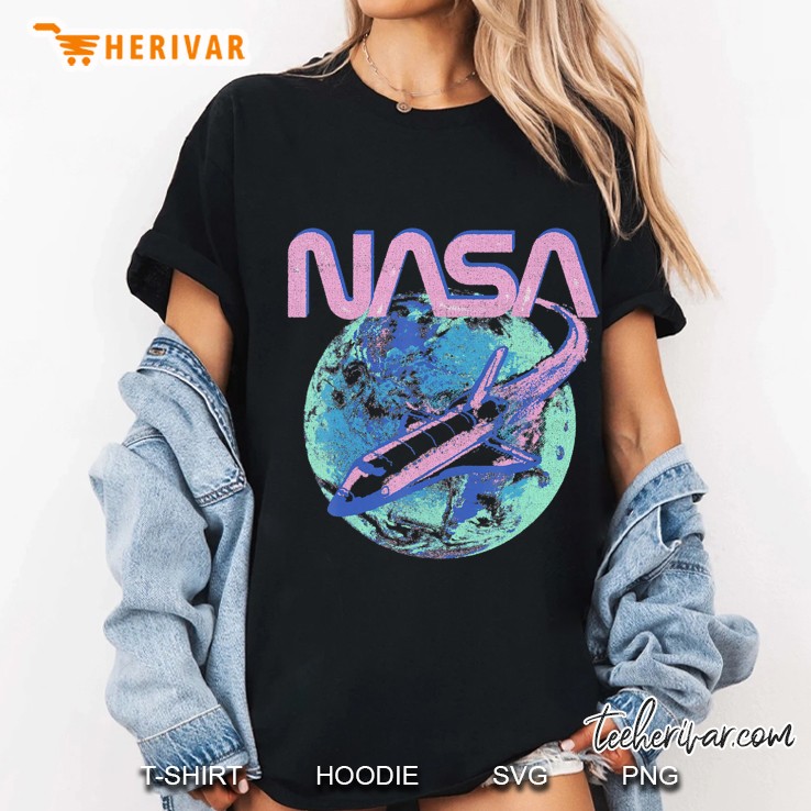 Nasa Pastel Rocket Earth Logo Ladies Tee