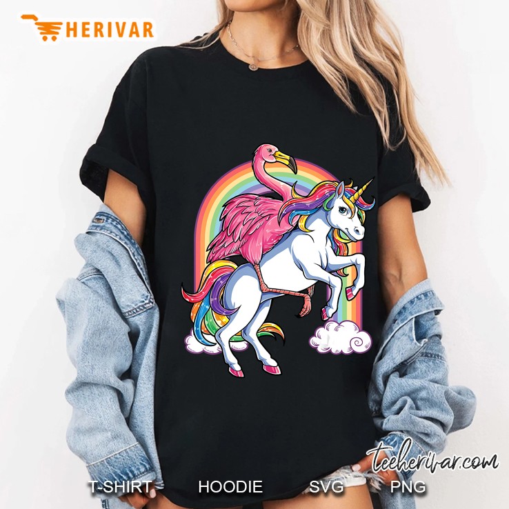 Pink Flamingo Unicorn Bird Lovers Squad Rainbow Gift Hoodie